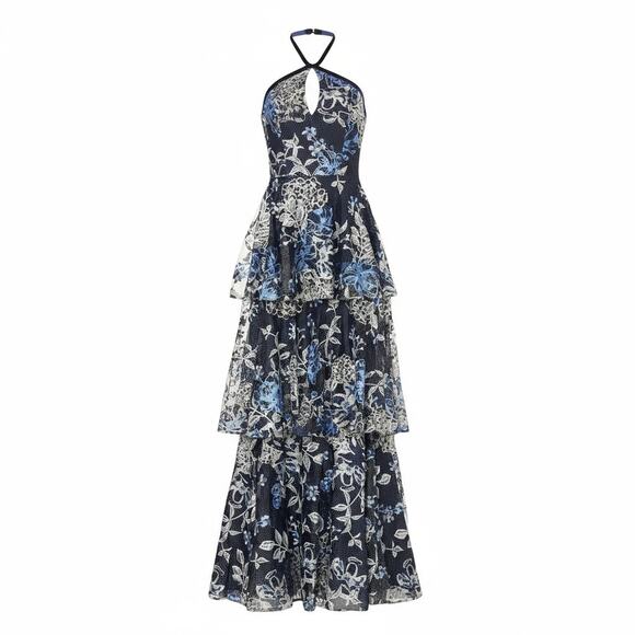 Marchesa Notte Preloved Women's Floral Embroidered Tulle Gown Multi Size US 8 - Picture 1 of 3